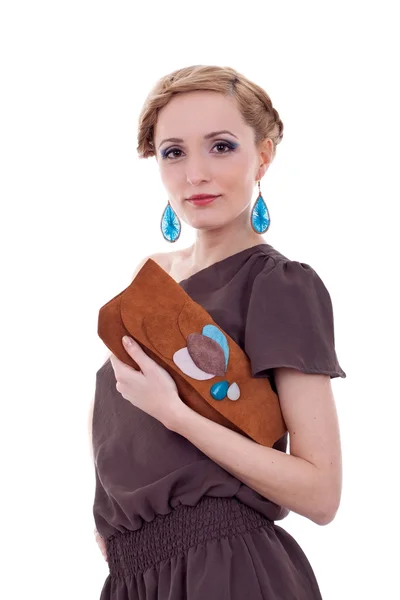Woman holding purse — Stock Photo, Image