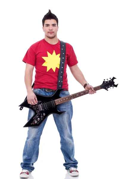 Μοντέρνα άνθρωπος με ηλεκτρική κιθάρα — Φωτογραφία Αρχείου