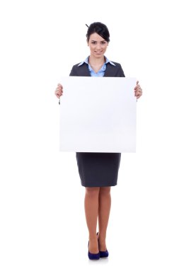 Business woman with blank board clipart