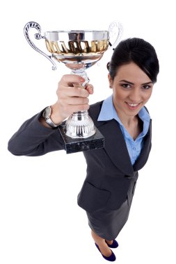 bir kupa kazanan bir iş kadını