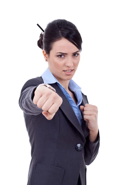 Business woman fighting — Stock Photo, Image