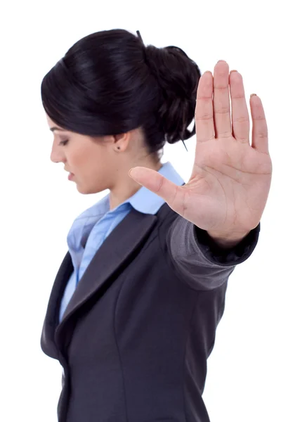 Femme d'affaires faisant stop signe — Photo
