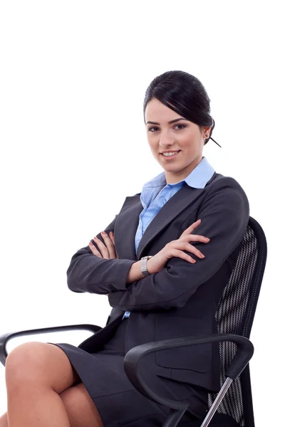 Γυναίκα των επιχειρήσεων κάθεται στην καρέκλα γραφείου — Φωτογραφία Αρχείου