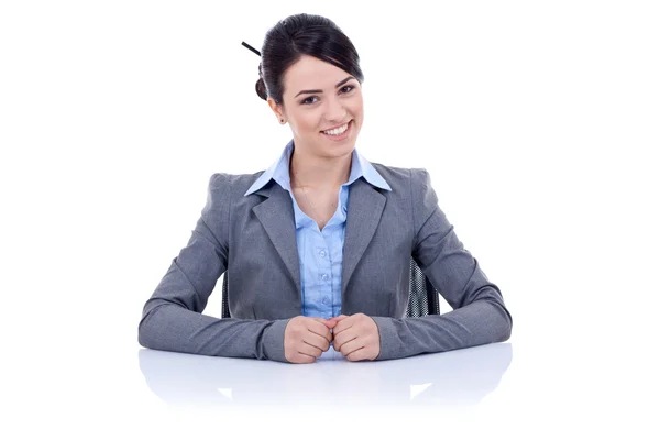 Business woman behind the desk — Stock Photo, Image