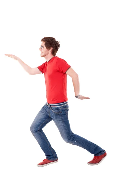 Casual man making a dance move — Stock Photo, Image