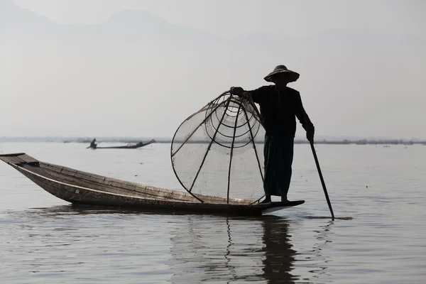 stock image Fisherman on Inle Lake