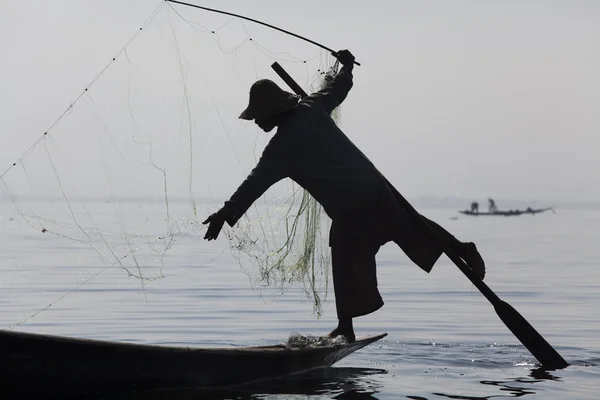 stock image Fisherman on Inle Lake