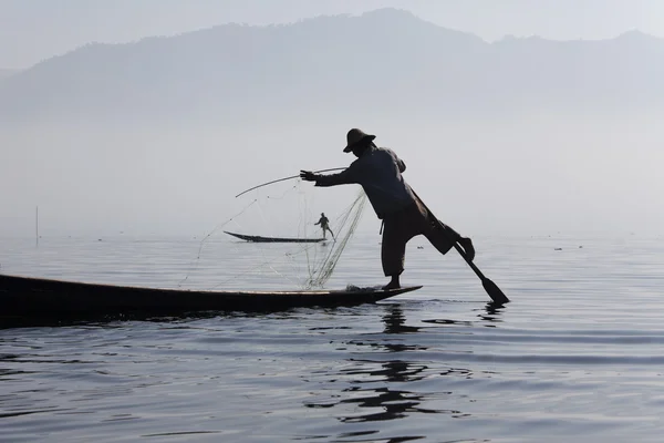 stock image Fisherman on Inle Lake