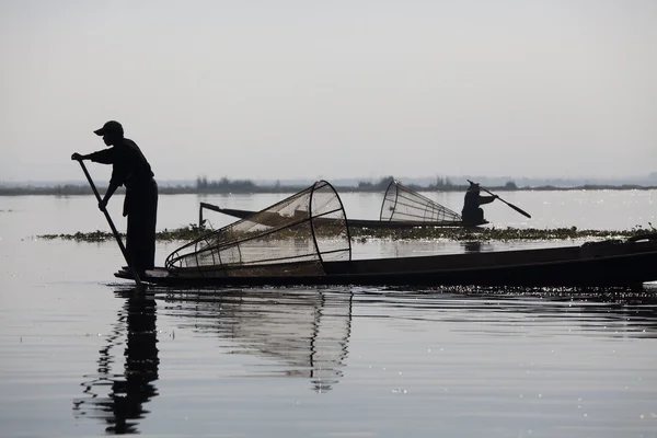 Рыбак на озере Инле Стоковая Картинка