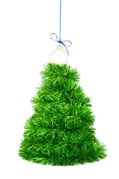 Prachtige Kerstboom gemaakt van klatergoud — Stockfoto