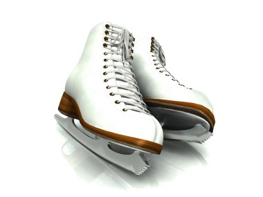 A pair of white figure skates.
