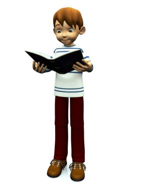 Cute cartoon boy reading book. clipart