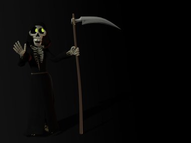 Smiling cartoon skeleton as the grim reaper. clipart