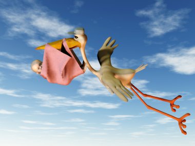 Stork with baby clipart