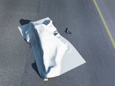 Dead body under a homicide cloth clipart