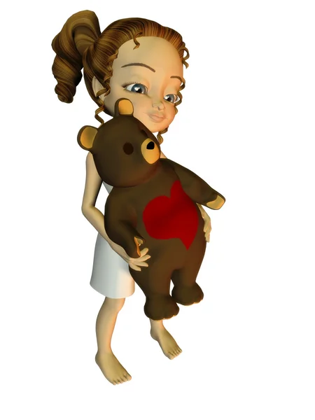 Genç kız holding teddybear — Stok fotoğraf
