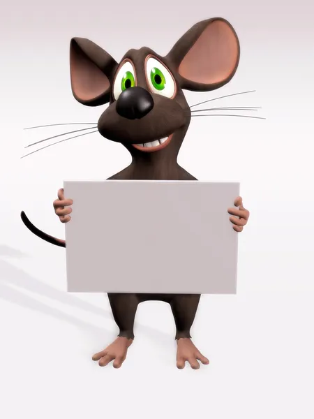 Rato com sinal em branco — Fotografia de Stock