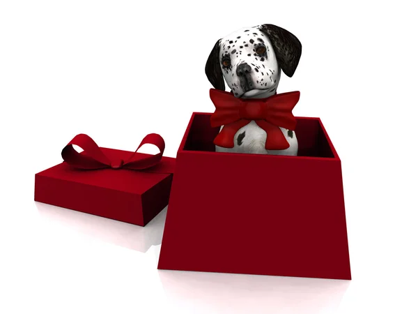 ลูกสุนัขในกล่องของขวัญ — ภาพถ่ายสต็อก