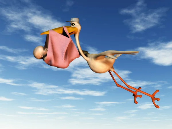 Stork med baby — Stockfoto