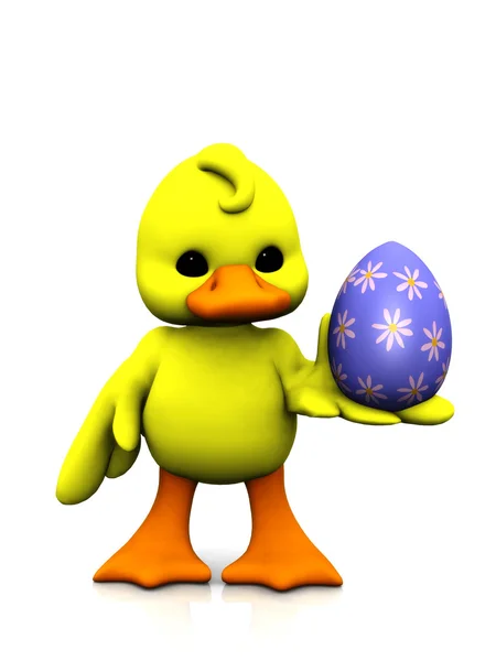 Cartoon chicken with easter egg — Stock Photo, Image