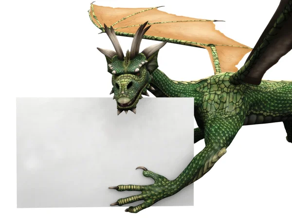 Летающий дракон со знаком — стоковое фото
