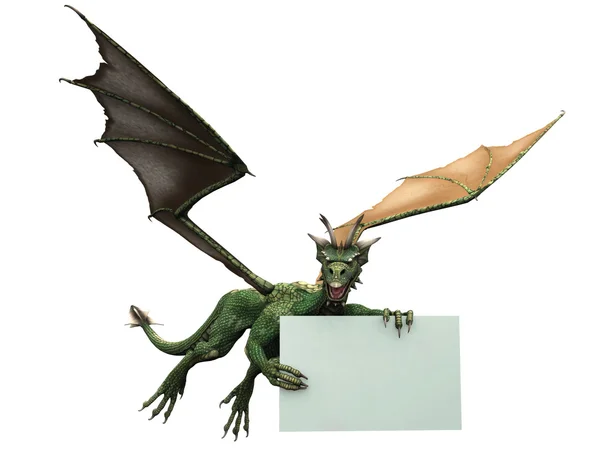 Летающий дракон со знаком — стоковое фото