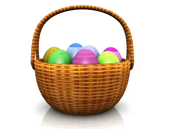 Húsvéti kosár tojással — Stock Fotó