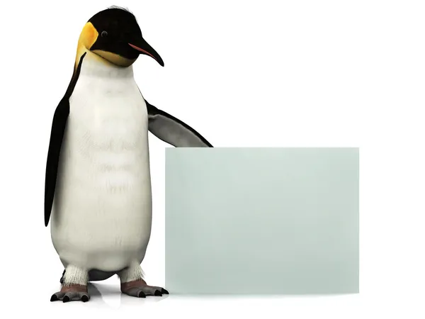Pingwin z znak — Zdjęcie stockowe