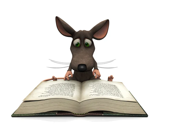 Mysz kreskówki, czytanie — Zdjęcie stockowe