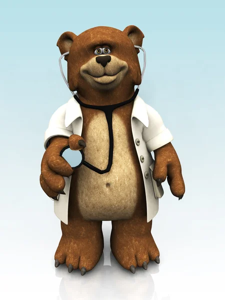 Κινούμενα σχέδια αρκούδα ντυμένος ως γιατρός. — Φωτογραφία Αρχείου