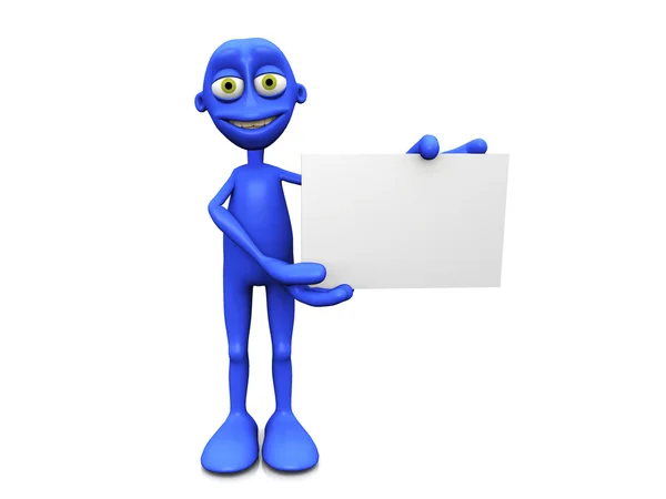 Blue figure with blank sign. — Stock Photo, Image