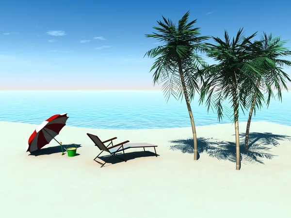 Liegestuhl am tropischen Strand. — Stockfoto