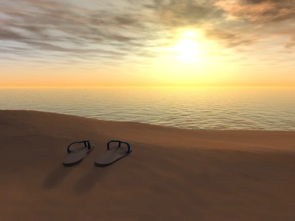 Переверніть ноги на пляжі під час заходу сонця . — стокове фото