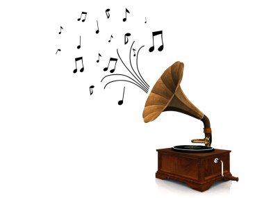 Gramophone playing music. clipart