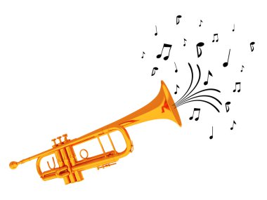 Trumpet blowing notes. clipart