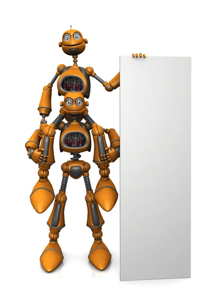 Robot dei cartoni animati con cartello vuoto . — Foto Stock