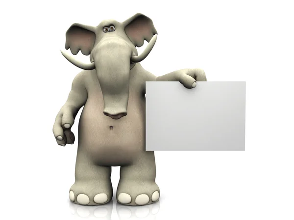 Cartoon elephant with blank sign. — Stock Photo, Image