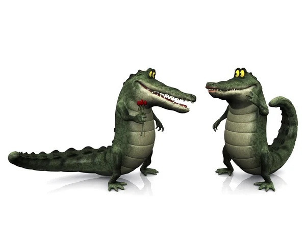 Cartoon krokodil par. — Stockfoto