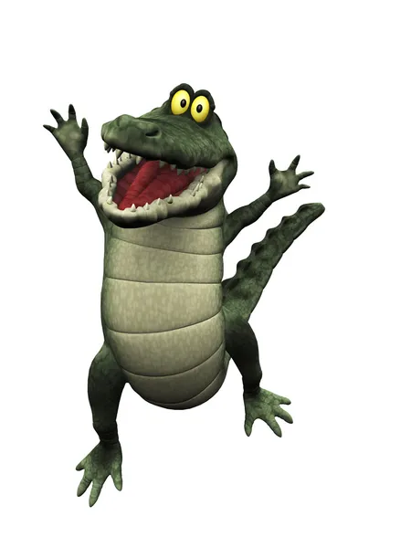 Cartoon krokodil hoppar av glädje. — Stockfoto