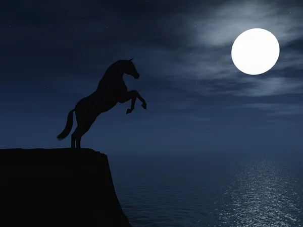 Koně v měsíčním světle. — Stock fotografie