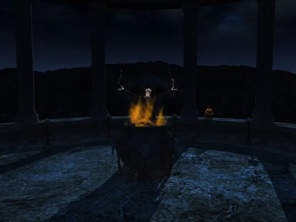Bruxa lançando um feitiço à noite . — Fotografia de Stock