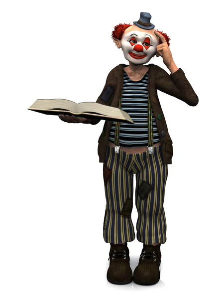 Усміхнений клоун тримає книгу . — стокове фото