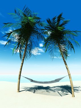 Hammock between palmtrees clipart