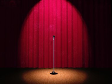 A microphone on a stage clipart