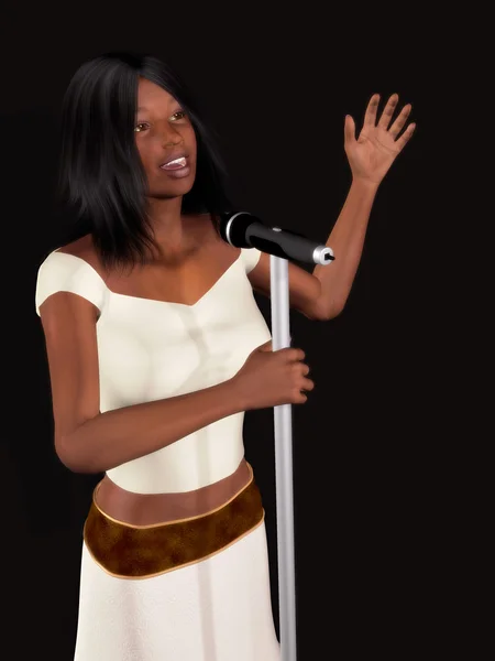 Schwarze Frau singt — Stockfoto