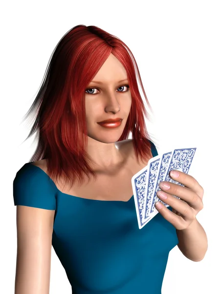 Женщина играет в карты — стоковое фото