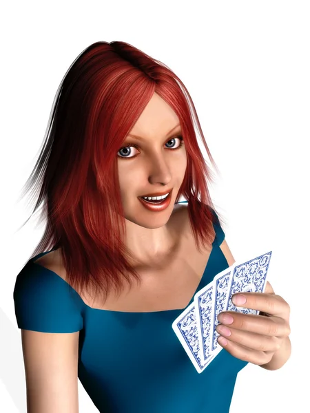 Woman playing cards — Stock Photo, Image