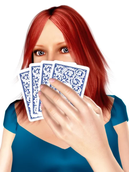 Woman playing cards — Stock Photo, Image