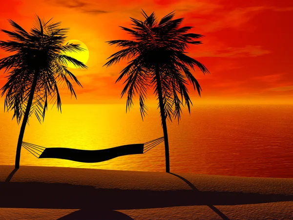 A hammock in sunset — Stock Photo, Image