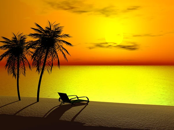 Une chaise longue au lever du soleil — Photo